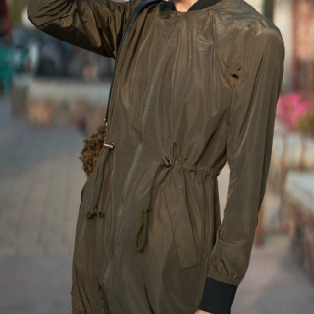 Olive green raincoat